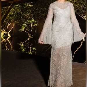 Karen Millen Feather Crystal Embellished Maxi Dress (Size 2 Petite)